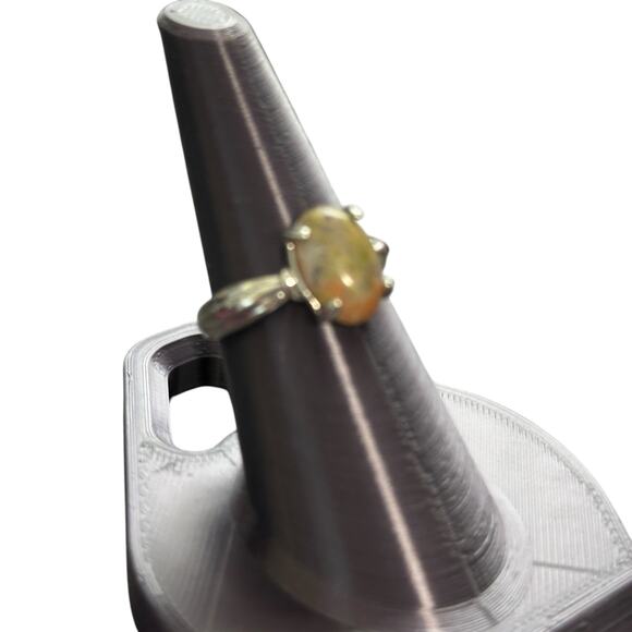 Epidote Brown Green Semi Precious Stone Silver Plated Ring 10.5 - Picture 3 of 7